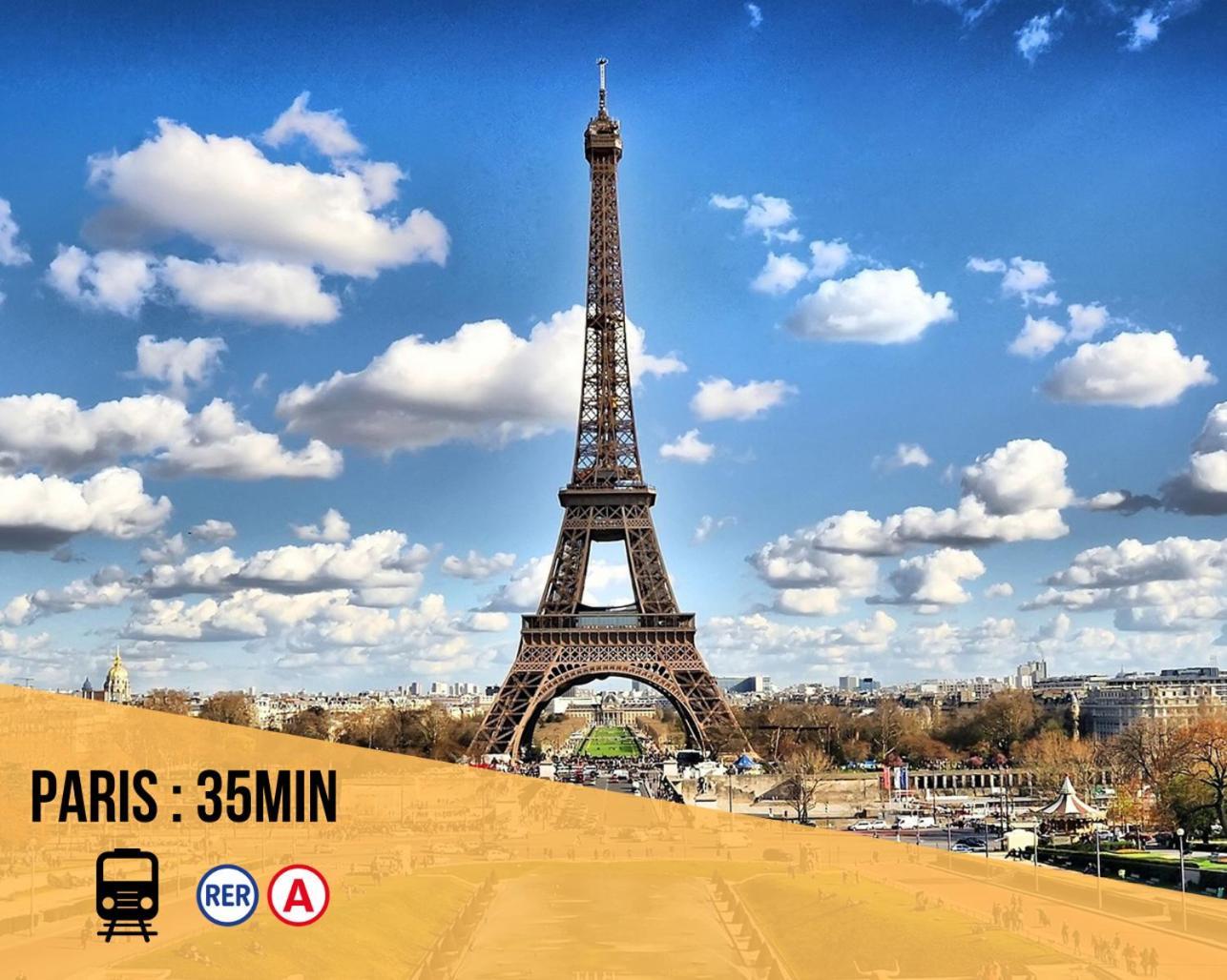 L Eiffel Disney 5Min Paris 35Min Parking Terrasse Серрі Екстер'єр фото